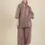 Rina Dhaka wine hand woven linen lurex 3 pcs kurta set with ancle length flair pants