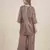 Rina Dhaka wine hand woven linen lurex 3 pcs kurta set with ancle length flair pants