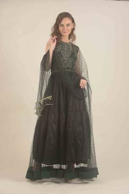  Anarkali dress with detailing of zari work with ruffle duppatta 1