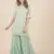 Rina Dhaka blue chikankari floral work deatil in kurta with flair slit pants