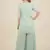 Rina Dhaka blue chikankari floral work deatil in kurta with flair slit pants