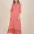 Rina Dhaka peach block print cotton kurta with flair pants