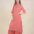 Rina Dhaka peach block print cotton kurta with flair pants
