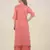 Rina Dhaka peach block print cotton kurta with flair pants