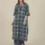 Rina Dhaka blue check half sleeve kurta with flair pants