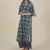 Rina Dhaka blue check half sleeve kurta with flair pants