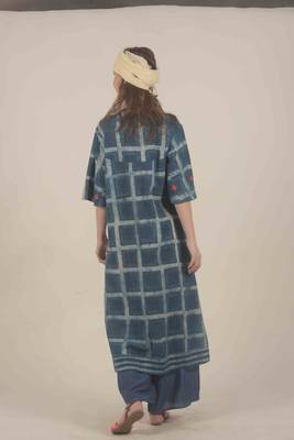  Blue check half sleeve kurta with flair pants 5