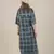Rina Dhaka blue check half sleeve kurta with flair pants