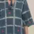 Rina Dhaka blue check half sleeve kurta with flair pants