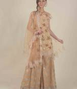  Peach hand sequence kurta and sharara set 