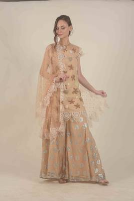  Peach hand sequence kurta and sharara set  2