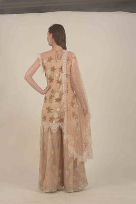  Peach hand sequence kurta and sharara set  4