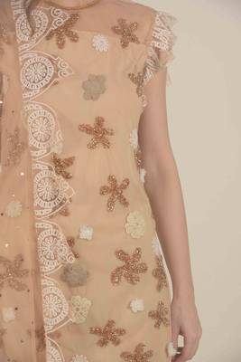  Peach hand sequence kurta and sharara set  5