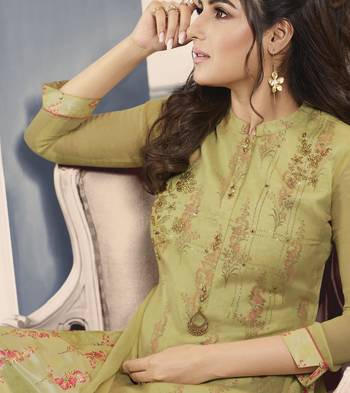 green Georgette Exclusive Sarvoski work top with palazzo 2
