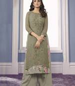 Grey Georgette Exclusive Sarvoski work top with palazzo