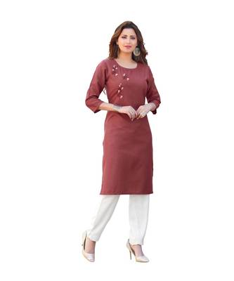 Brown Cotton Straight Kurti 2