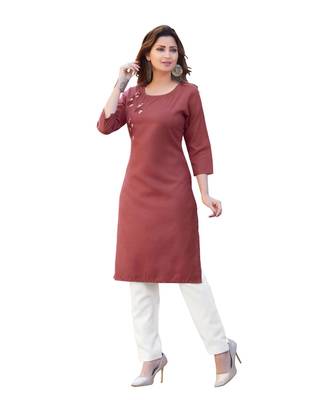 Brown Cotton Straight Kurti 3