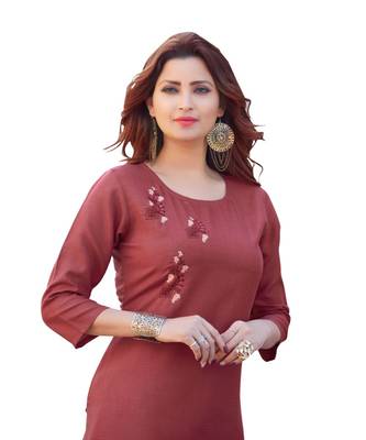 Brown Cotton Straight Kurti 4
