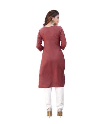 Brown Cotton Straight Kurti 5