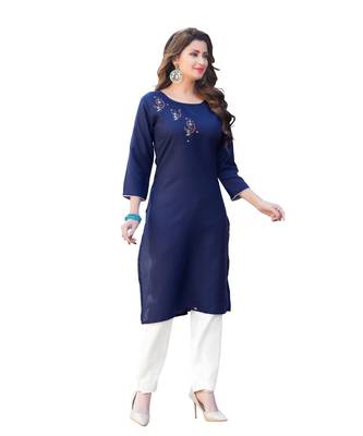 Navy Cotton Straight Kurti 1