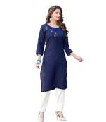 Navy Cotton Straight Kurti