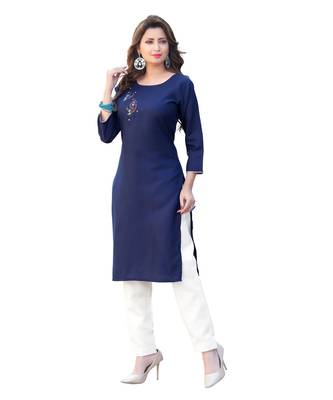 Navy Cotton Straight Kurti 3