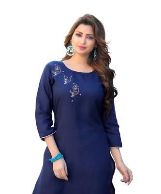 Navy Cotton Straight Kurti 4