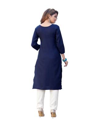 Navy Cotton Straight Kurti 5
