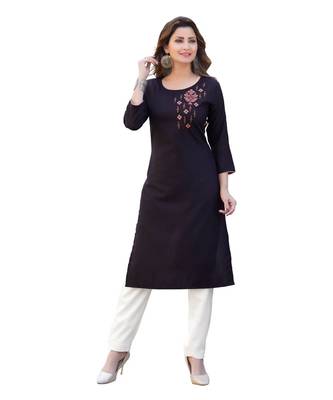 Black Cotton Straight Kurti 1