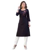 Black Cotton Straight Kurti