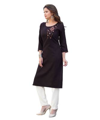 Black Cotton Straight Kurti 2