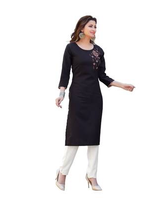 Black Cotton Straight Kurti 3