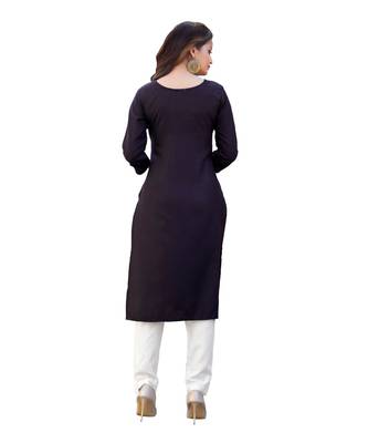 Black Cotton Straight Kurti 5