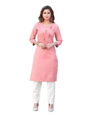 Pink Cotton Straight Kurti 1