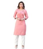 Pink Cotton Straight Kurti