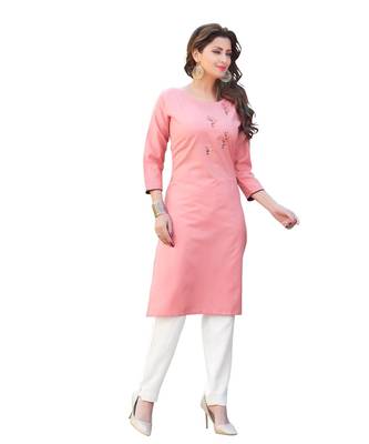 Pink Cotton Straight Kurti 2