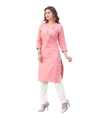 Pink Cotton Straight Kurti 3