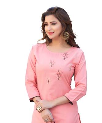 Pink Cotton Straight Kurti 4