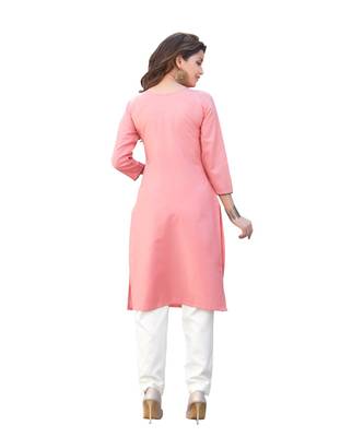 Pink Cotton Straight Kurti 5