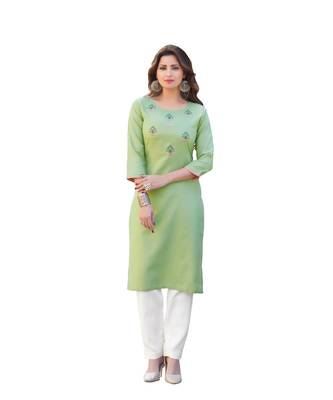 Green Cotton Straight Kurti 1