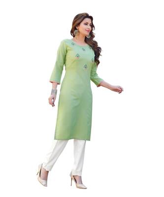 Green Cotton Straight Kurti 3