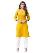 Yellow Cotton Straight Kurti