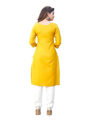 Yellow Cotton Straight Kurti 5