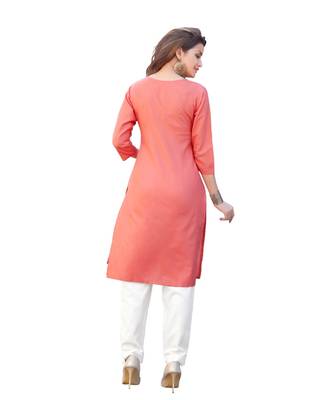 Peach Cotton Straight Kurti 5