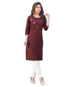 Brown Cotton Straight Kurti