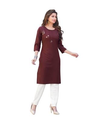 Brown Cotton Straight Kurti 2