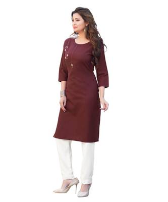 Brown Cotton Straight Kurti 3