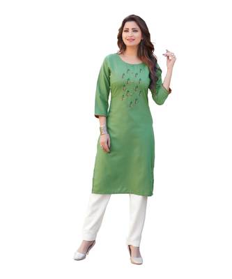 Green Cotton Straight Kurti 1