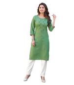 Green Cotton Straight Kurti