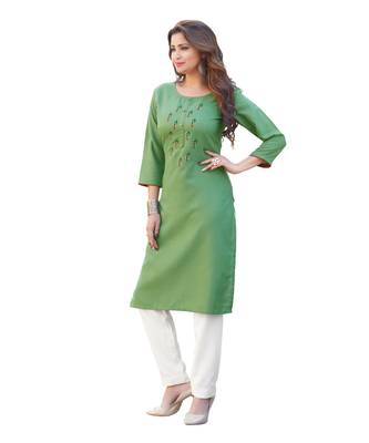 Green Cotton Straight Kurti 3